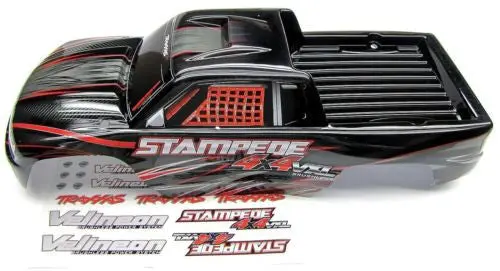 Fits Stampede 4X4 Vxl Body Shell (Black & Red) 67086-4 1