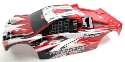 Trophy Truggy Body Shell Cover, Red White Black & Decals 101808  (Hpi Flux 107018 1
