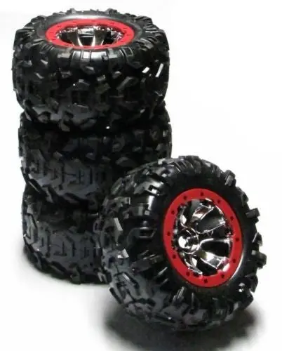 Summit Tires (Canyon At 17Mm Red Wheels (Set 4 Factory Glued Traxxas #5607 1