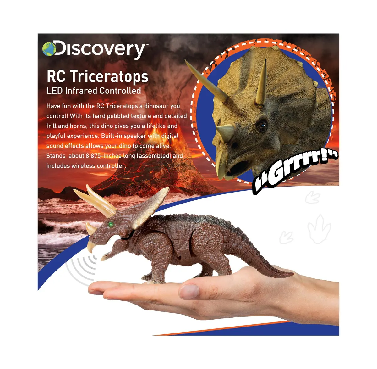 Discovery Kids Remote Control Triceratops Dinosaur, Interactive Toy 1