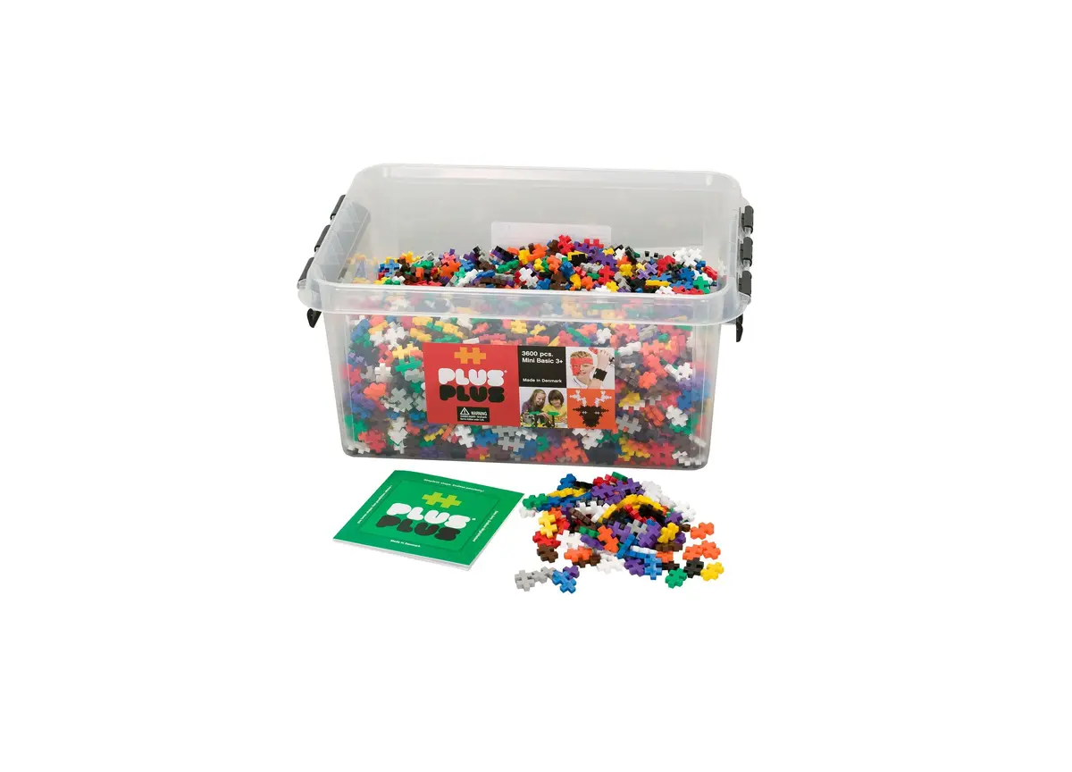 Plus-Plus School Set - 3600 Pieces In Basic Colors, Creative Building Toy 1