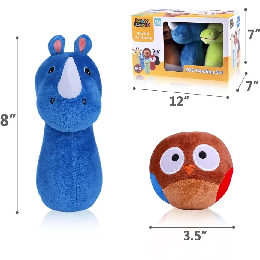 Iplay Ilearn Safari Friends Plush Bowling Game Set 1