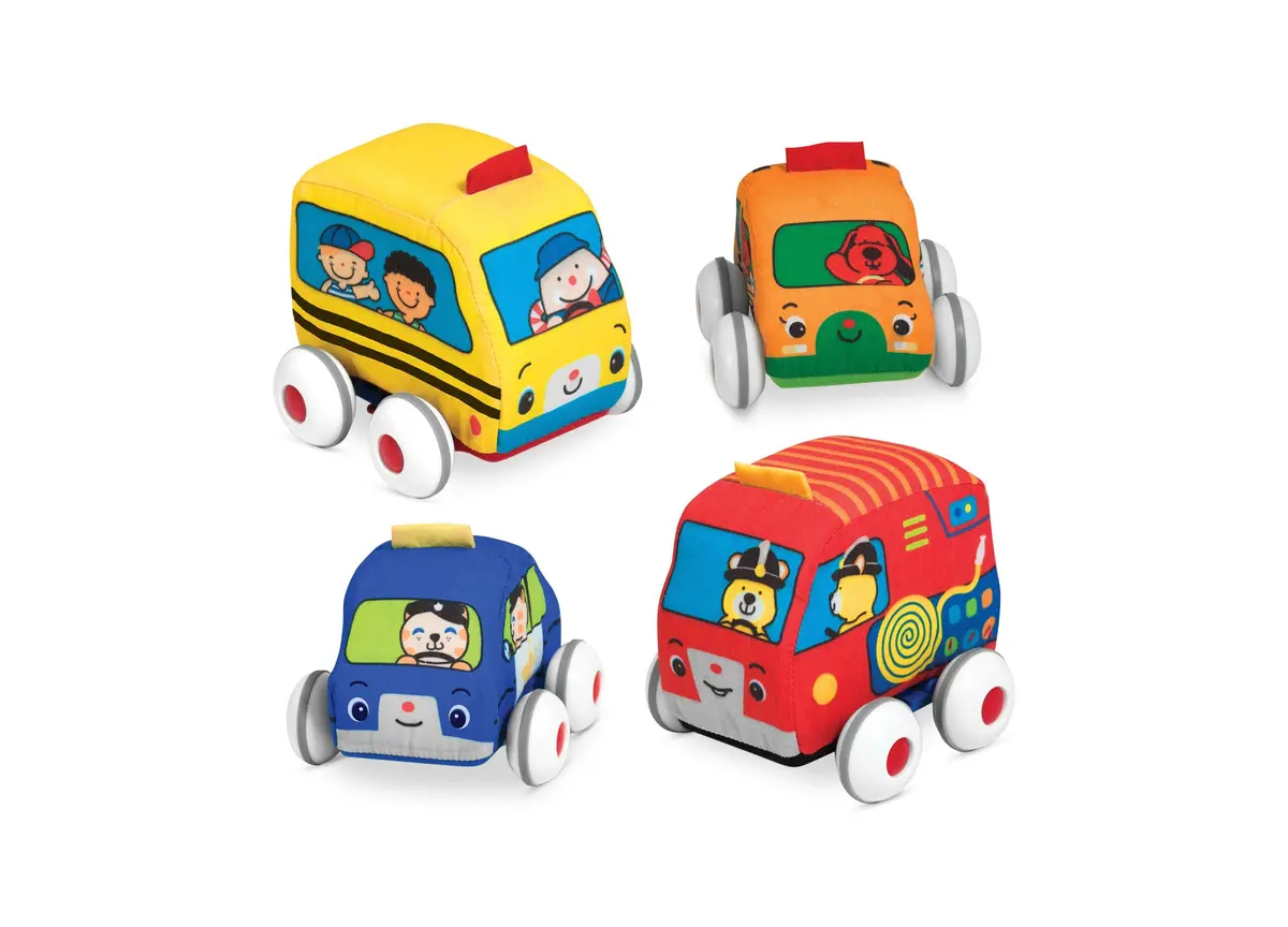 Melissa & Doug Soft Pull-Back Vehicle Playset With 4 Colorful Cars 1