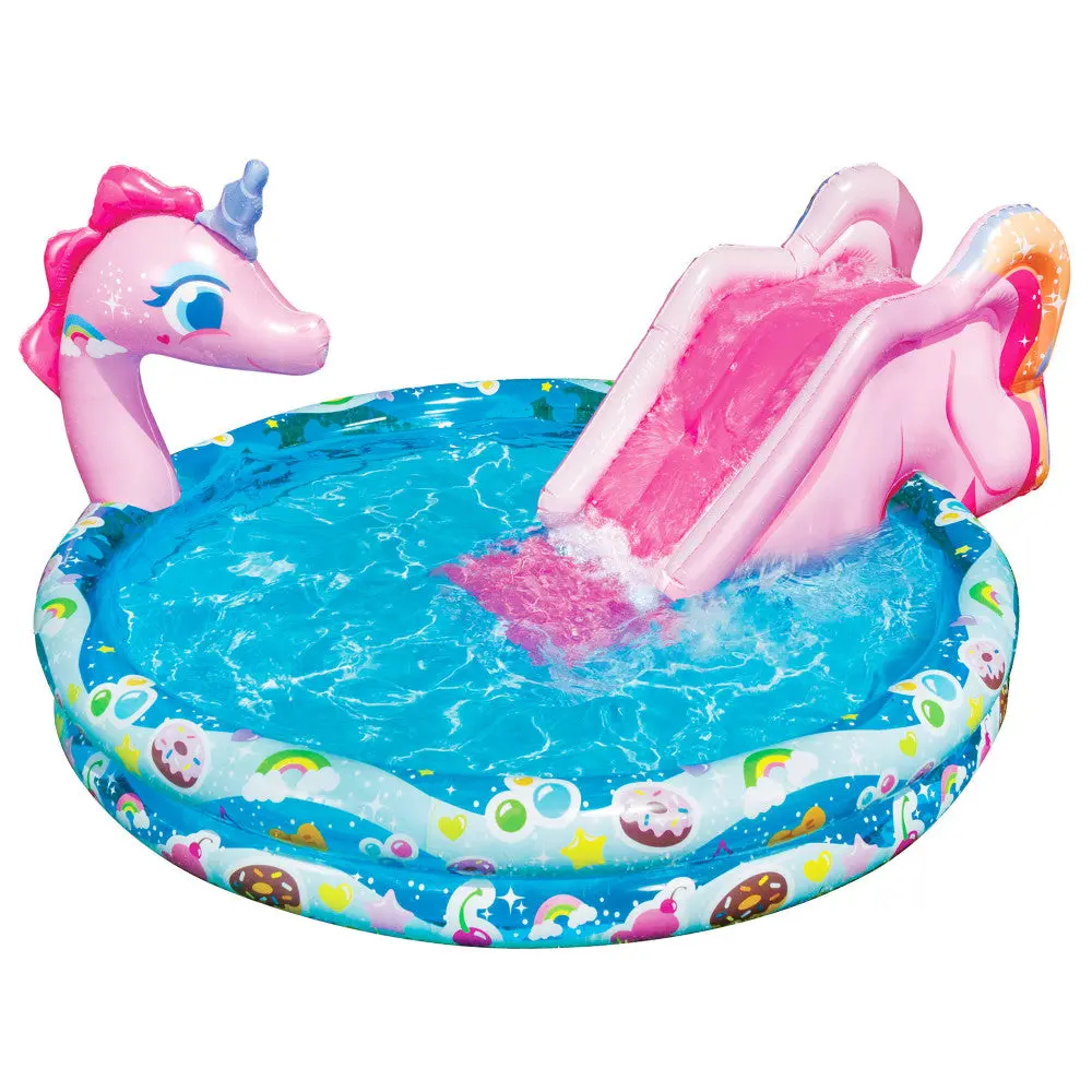 Banzai Spray 'N Splash Unicorn Inflatable Water Slide And Pool 1