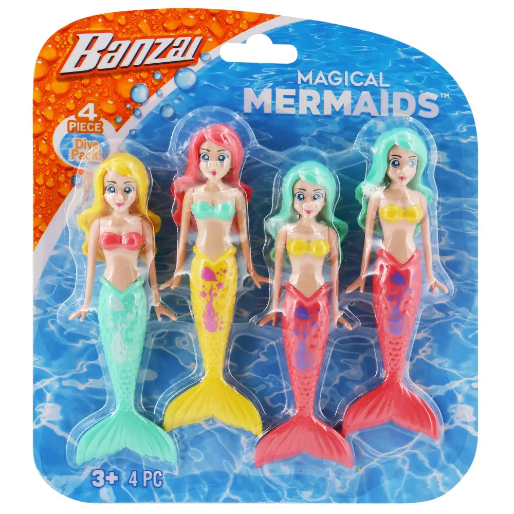Banzai Mermaid Dive Set - 4 Piece Water Pool Toy Collection 1