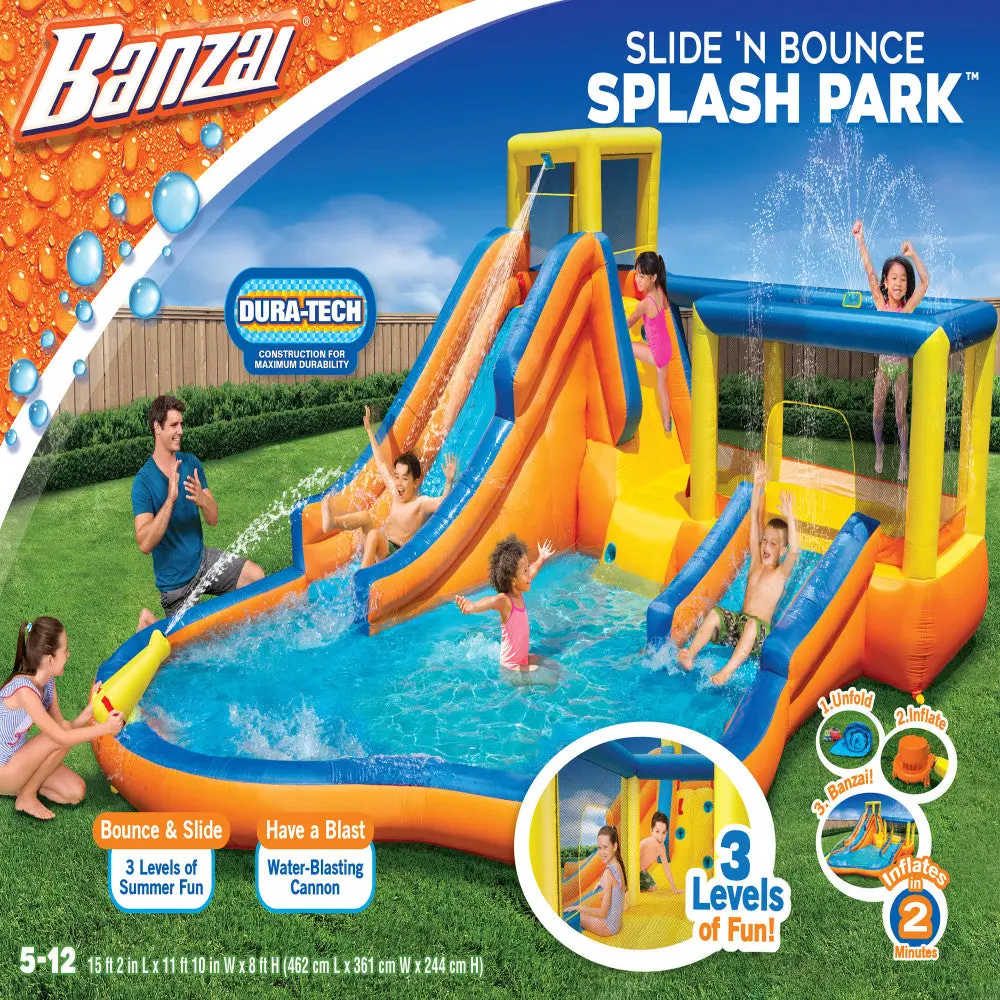 Banzai Inflatable Slide 'N Bounce Splash Park Water Park 1