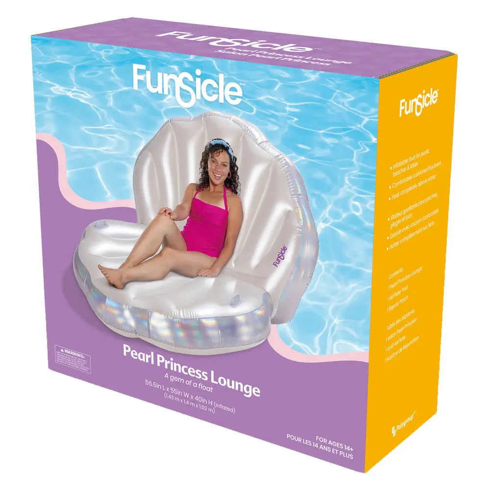Funsicle Pearl Princess Lounge - Large Inflatable Shell Pool Float 1