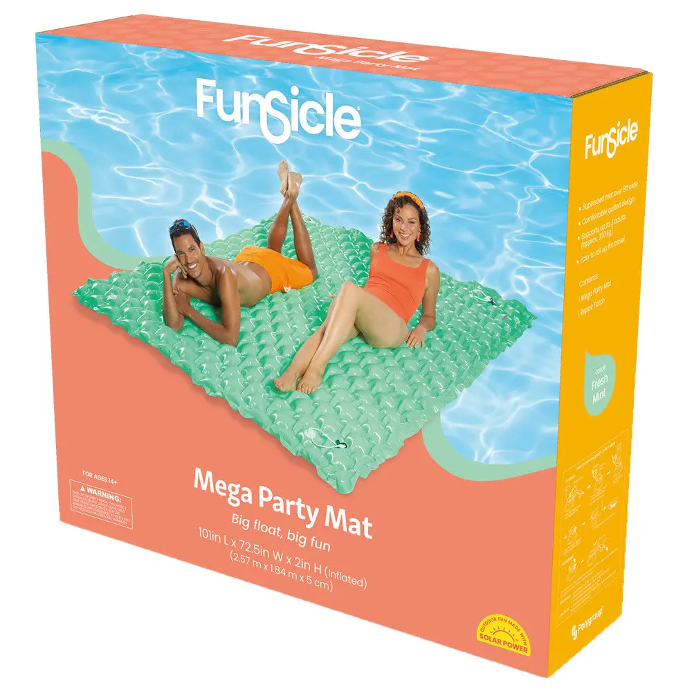 Funsicle Mega Party Mat - Fresh Mint, 101" Inflatable Pool Float 1
