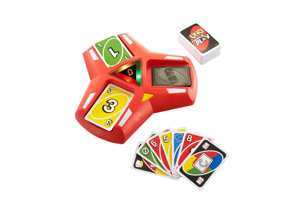 Uno Triple Play Card Game: Family Night Edition With Lights And Sounds 1