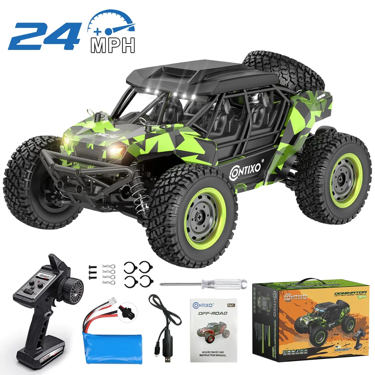 Contixo Hc4 Dominator 1:16 Scale Rc Offroad 4Wd Utv Monster Truck - Green 1