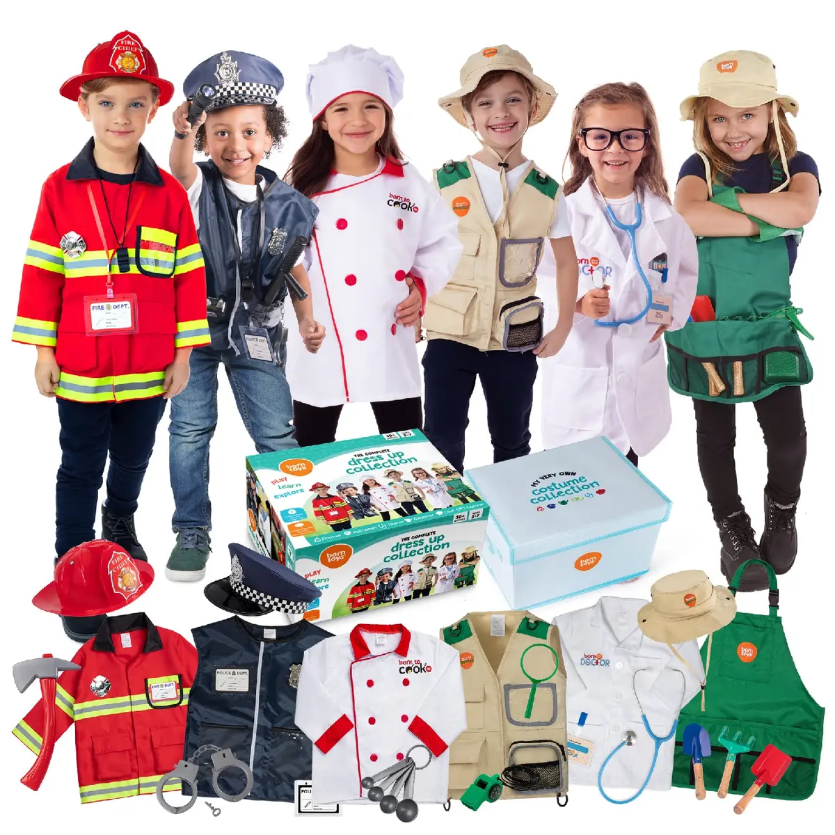 Bintiva 6-In-1 Deluxe Dress Up Trunk For Kids - Pretend Play Costumes 1