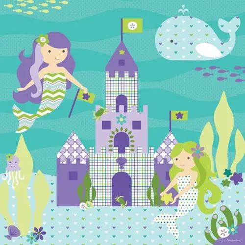 Oopsy Daisy Toos - Enchanted Ocean Mermaid Castle Wall Art 1