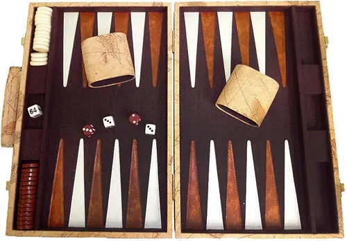 Deluxe Antique Map Backgammon Attache Set By Go! Games 1