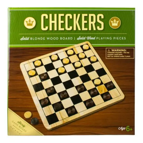 Classic Checkers Natural Wood Board Game 1