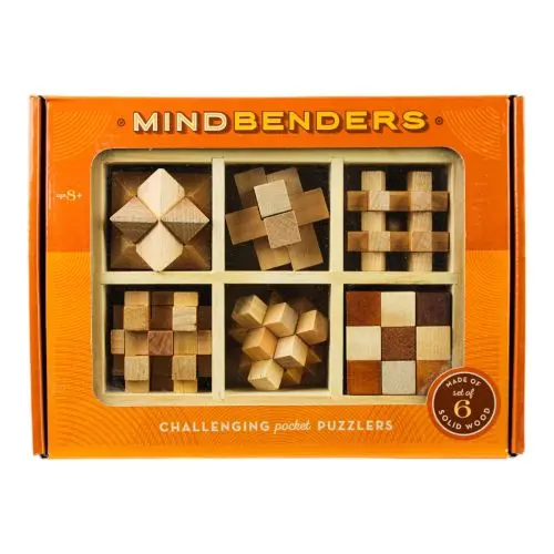 Classic Wooden Mindbenders 6-Pack Puzzle Set - Intricate Brain Teasers 1