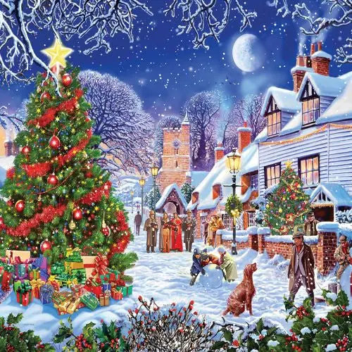 White Mountain Winter Village Christmas Tree Jigsaw Puzzle - 1000 Pc 1
