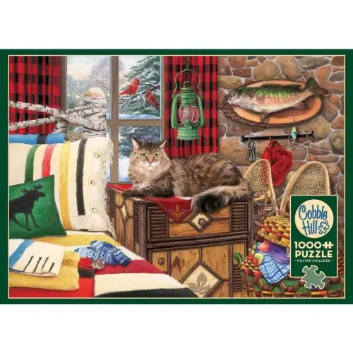 Lodge Cat 1000-Piece Cozy Cabin Jigsaw Puzzle 1