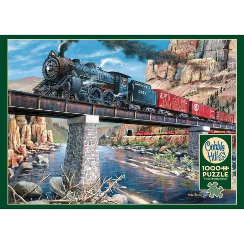 Outset Media Stone Steel And Steam 1000-Piece Puzzle - Vintage Locomotive Theme 1