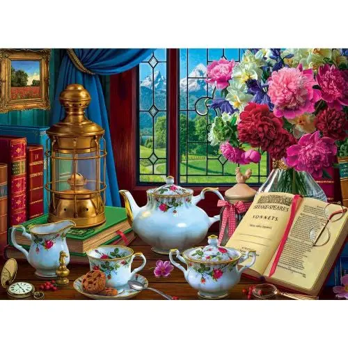 Charming Rose Tea Set Jigsaw Puzzle - 1000 Pc 1
