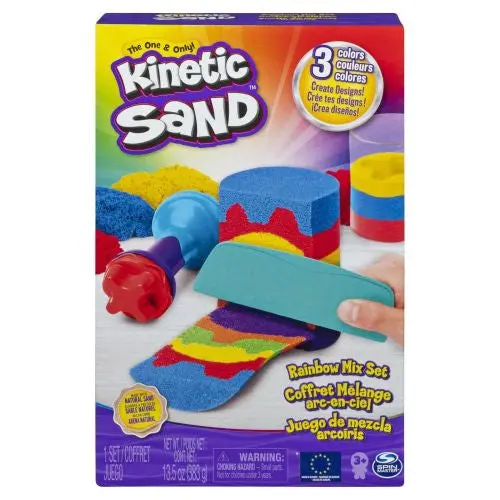 Kinetic Sand Rainbow Mix N Stack Set - Colorful Sculpting Kit 1