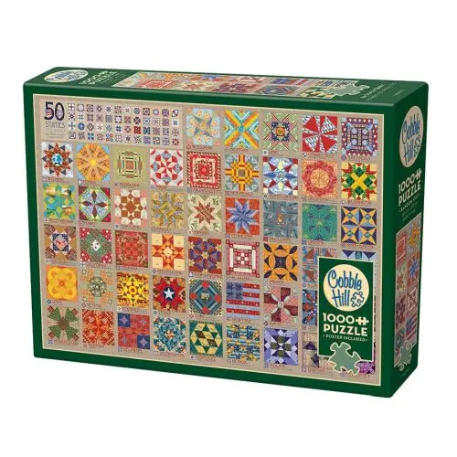 Cobble Hill 50 States Quilt Blocks Jigsaw Puzzle - 1000 Pc 1