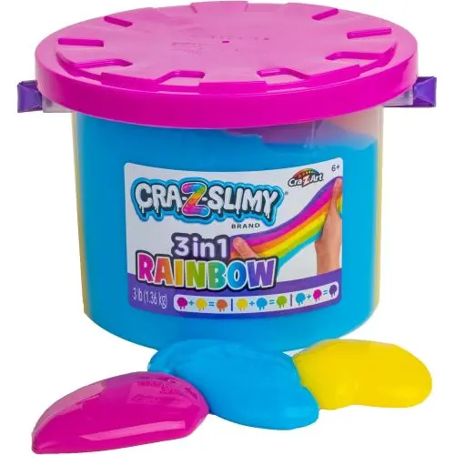 Cra Z Slimy Tri-Color Rainbow Slime Bucket - 3Lb Of Pink, Yellow & Blue 1