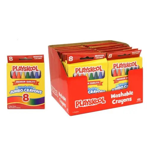 Playskool Jumbo Premium Washable Crayons, 8 Count - Vibrant Colors 1