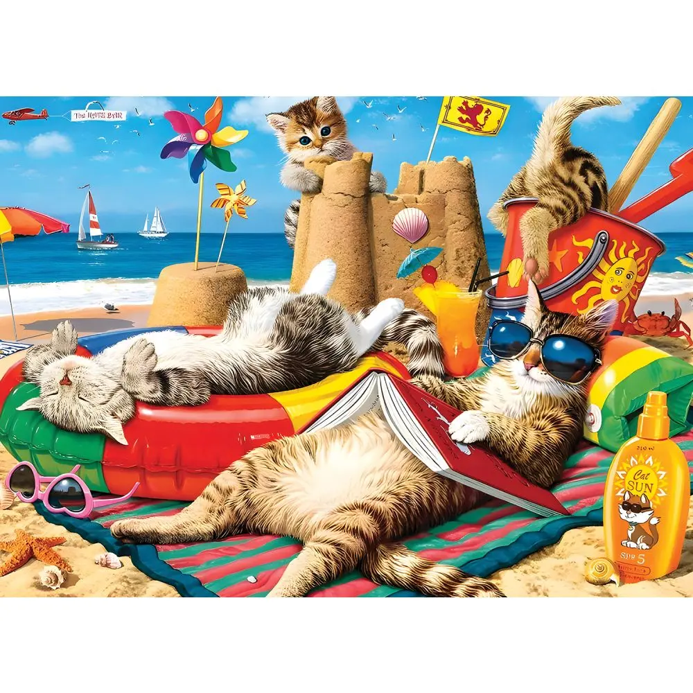 Willow Creek Press Beach Cats Summer Fun Jigsaw Puzzle - 1000 Pc 1