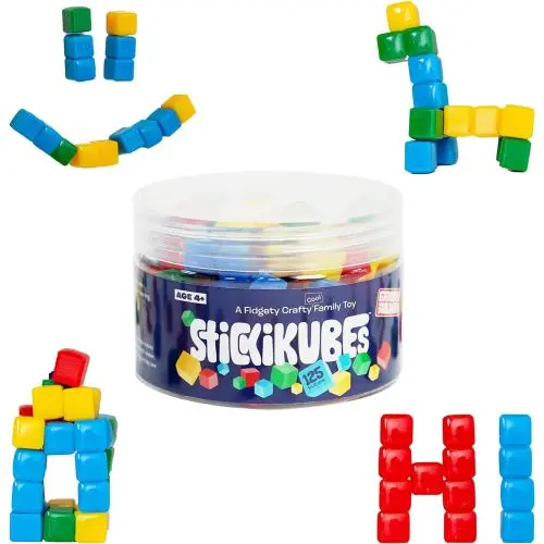 Stickikubes 125-Piece Mini Stacking Cubes - Colorful Non-Toxic Building Set 1