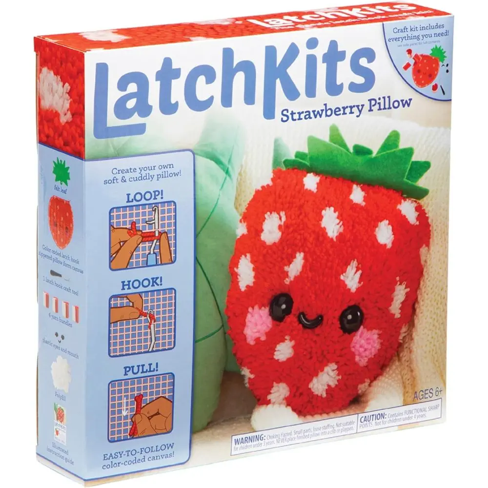 Playmonster Diy Strawberry Pillow Latch Hook Kit - Crafting Set 1