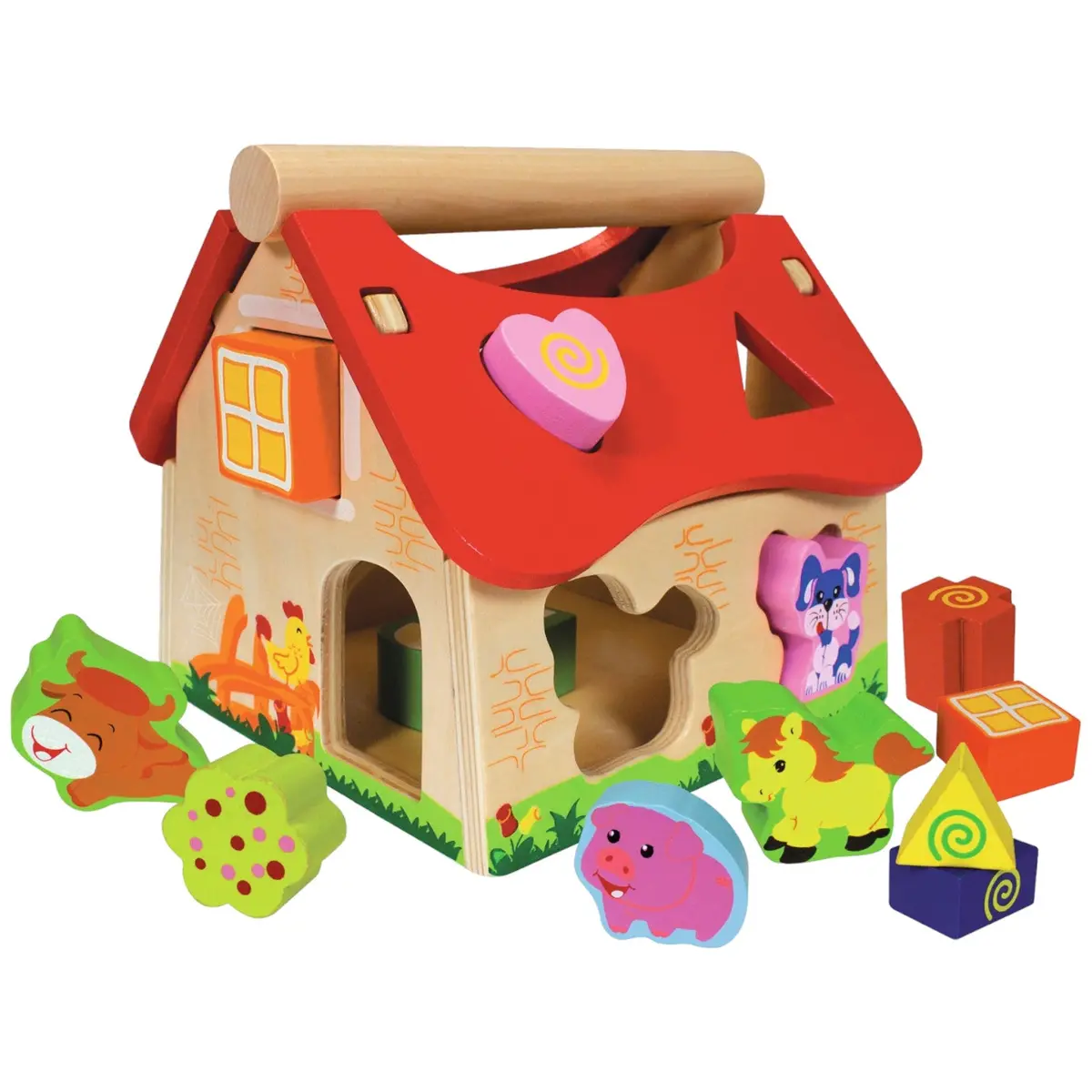 Colorful Wooden Shape Sorter House – Classic Toy For Toddlers 1