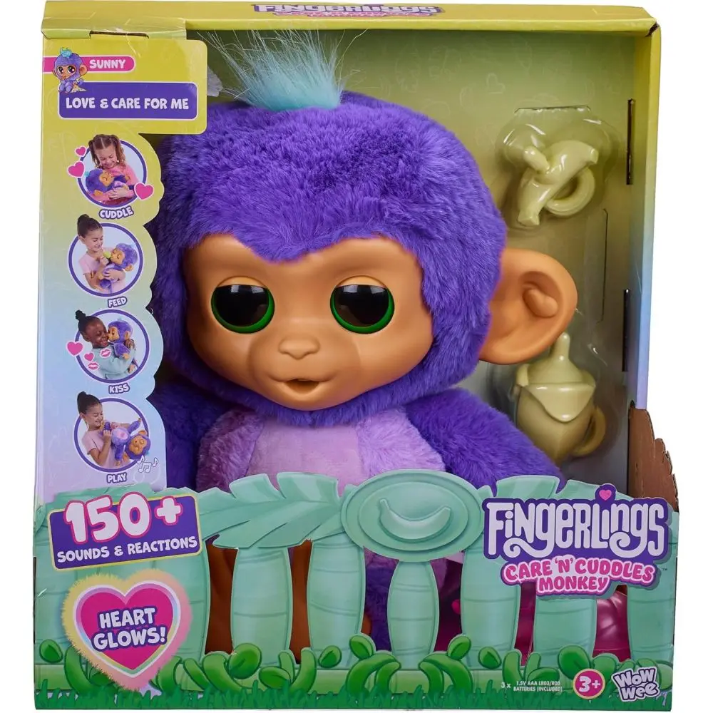 Wowwee Fingerlings Care N' Cuddles Monkey - Interactive Plush 1