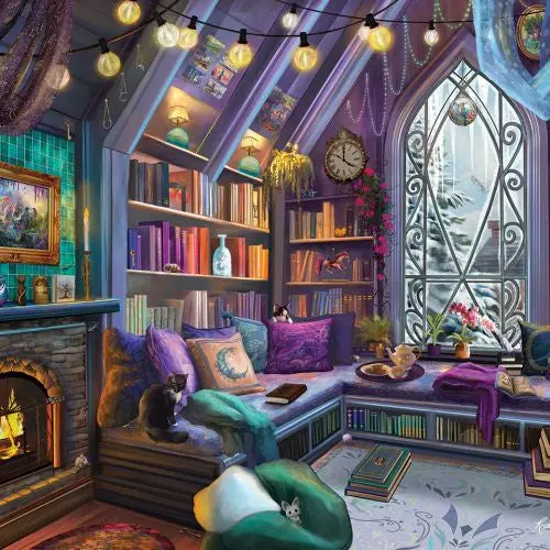White Mountain Book Nook Themed Jigsaw Puzzle - 1000 Pc 1