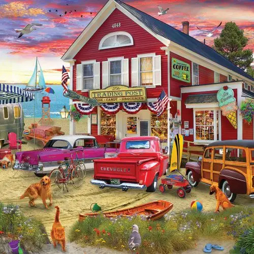 Trading Post Vibrant Scene Jigsaw Puzzle - 1000 Pc 1