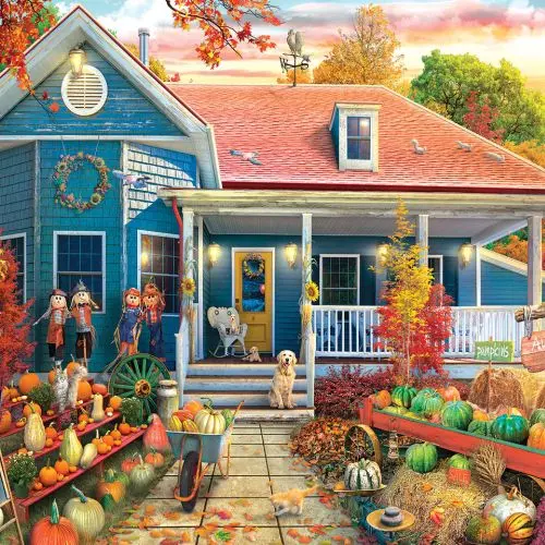 White Mountain Autumn House Scenic Jigsaw Puzzle - 1000 Pc 1