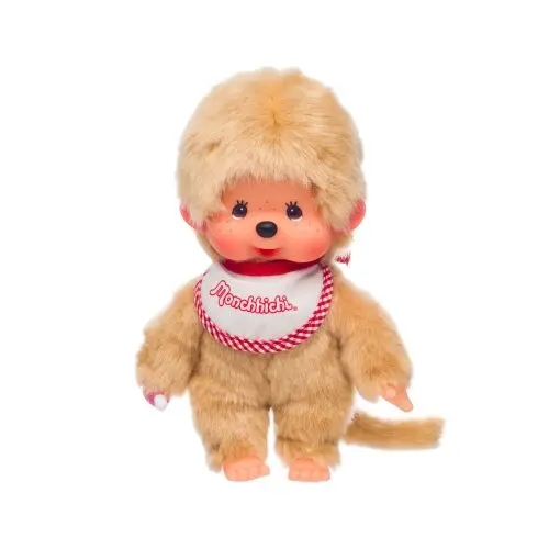 Monchhichi 8 Inch Beige Boy Plush With Red Bib 1