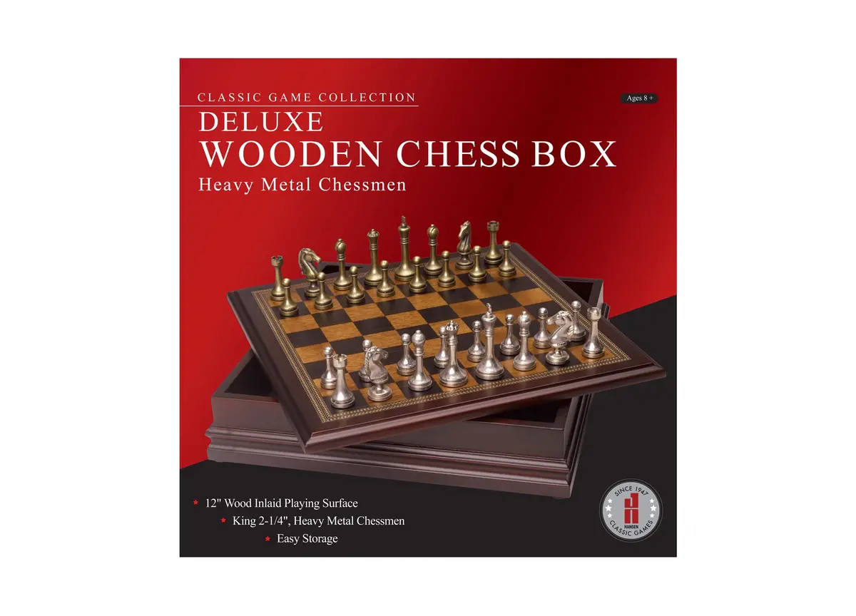 Deluxe Wooden Chess Set With Heavy Metal Chessmen And Storage Box 1