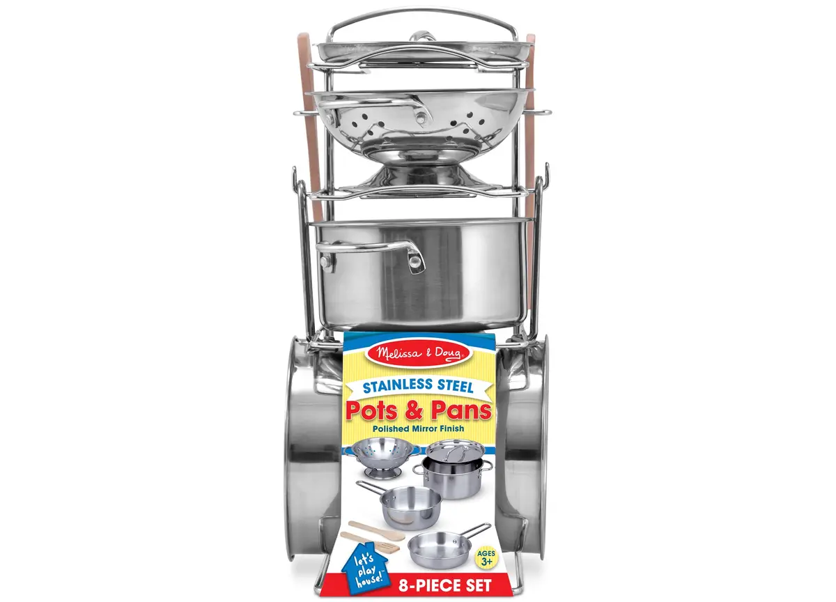 Melissa & Doug Stainless Steel Pretend Play Kitchen Set - 8 Pieces 1