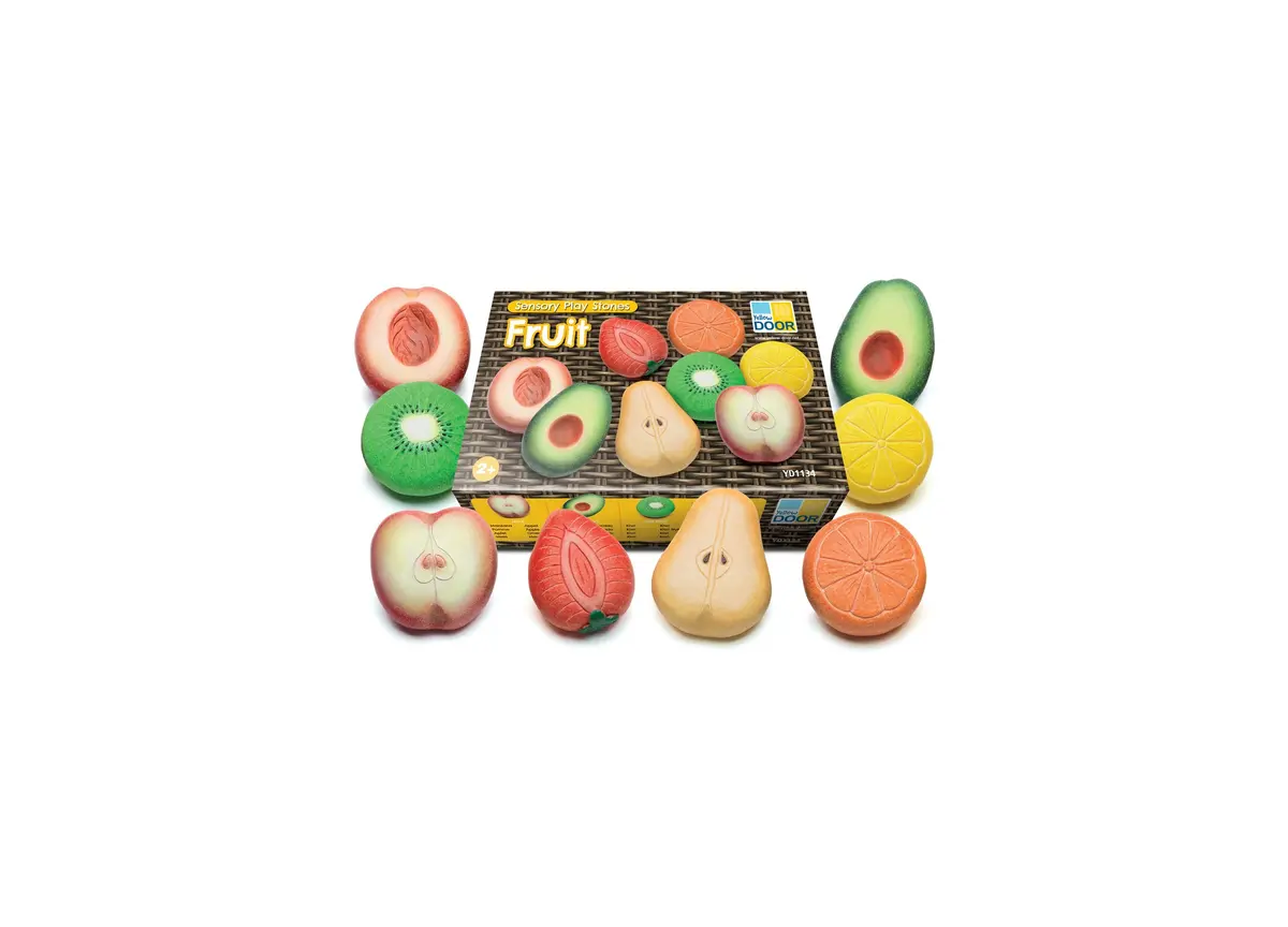 Yellow Door Fruit Sensory Play Stones, Set Of 8 - Colorful Stone Fruit Collection 1
