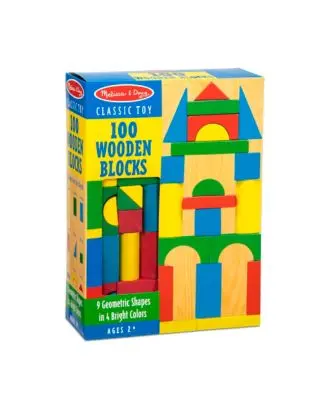 Melissa & Doug 100-Piece Painted Wood Blocks Set - Colorful Building Toy 1