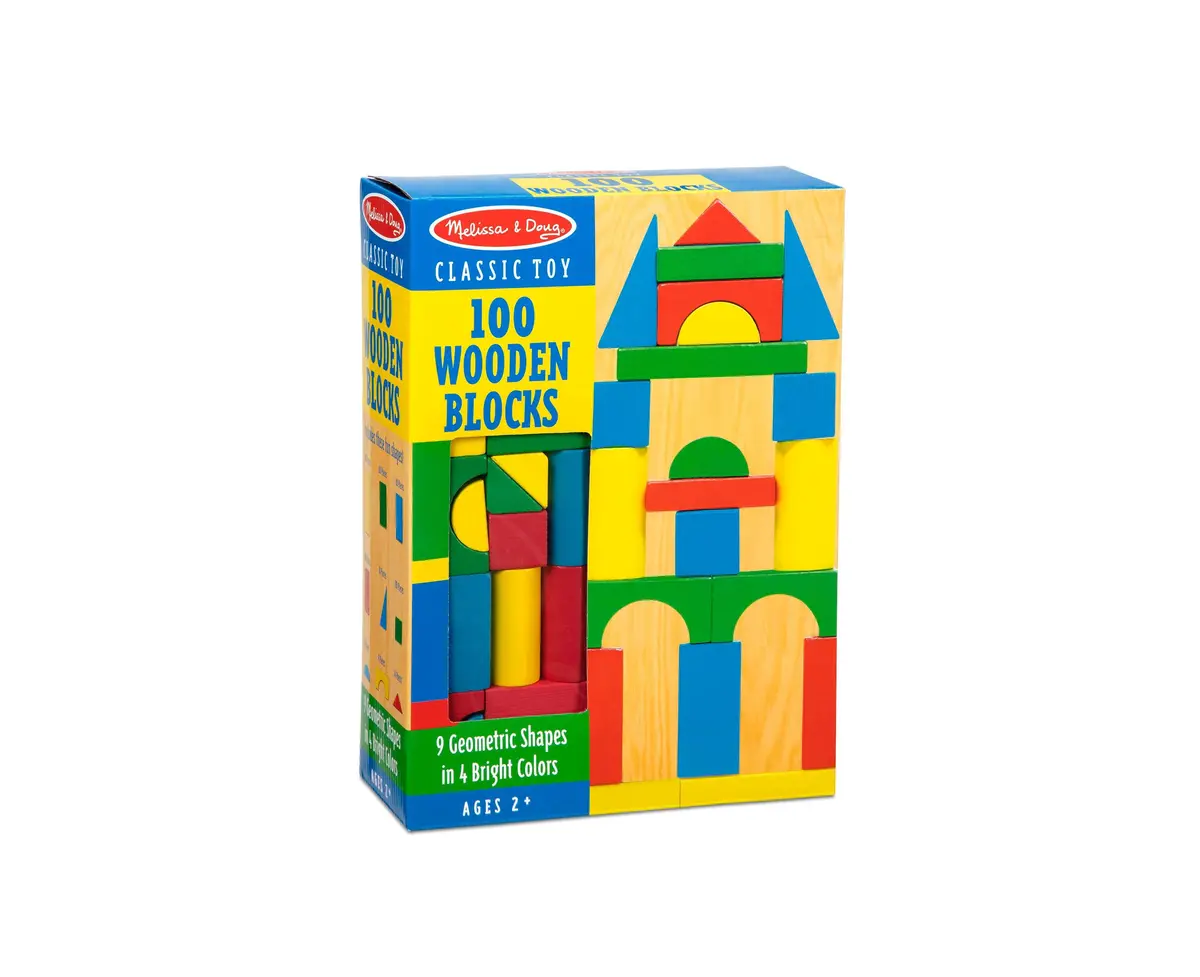 Melissa And Doug 100-Piece Colorful Wooden Building Blocks Set 1