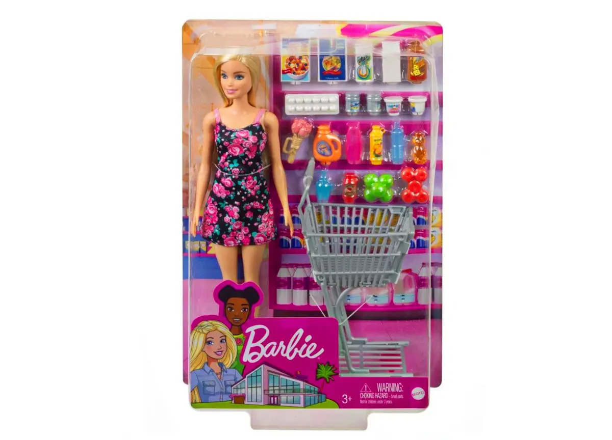 Barbie Supermarket Shopping Playset With Rolling Cart And Accessories 1