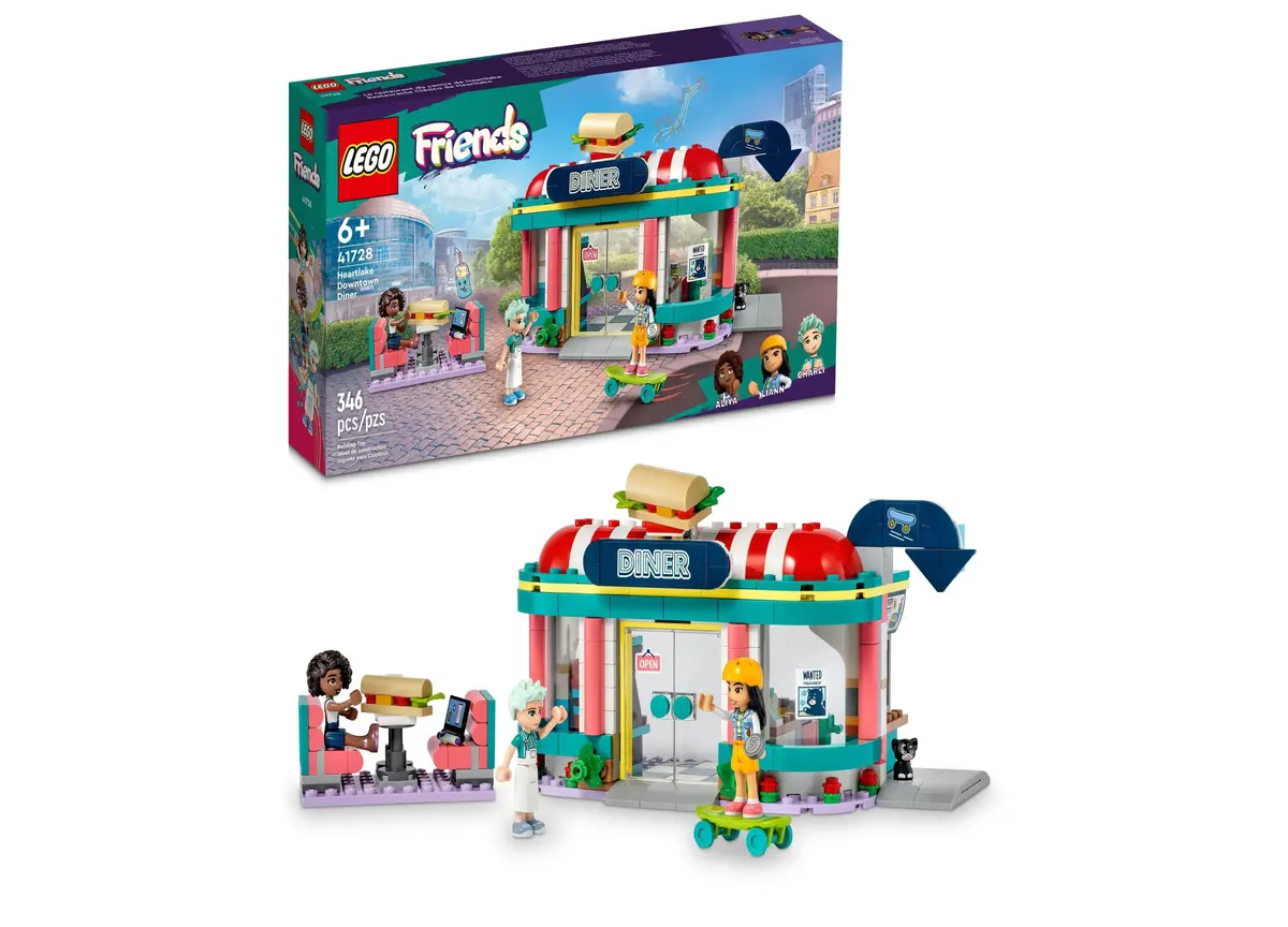 Lego® Friends Heartlake Downtown Diner 41728 Toy Building Set With Liann, Aliya And Charli Figures 1