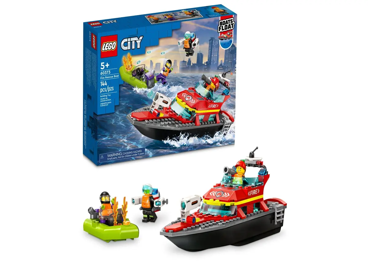 Lego City Fire Rescue Boat 60373 With Floating Feature And 4 Minifigures 1