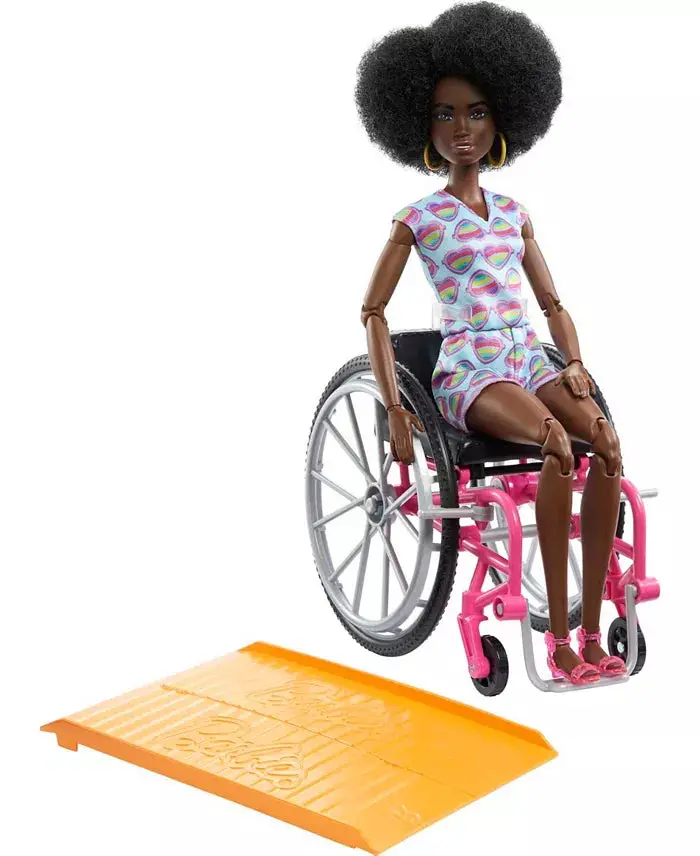 Barbie Fashionistas Doll With Wheelchair - Stylish Rainbow-Heart Romper 1