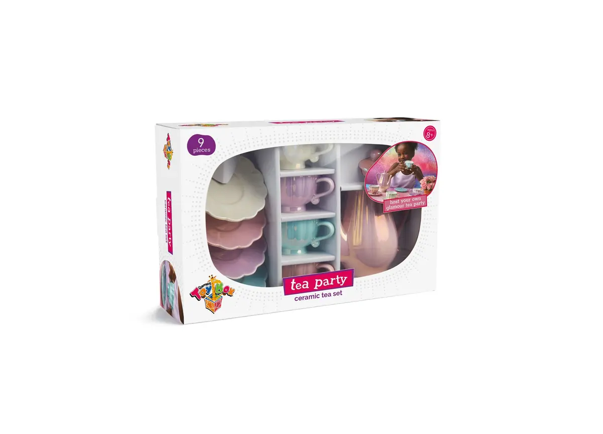 Geoffrey's Toy Box 9-Piece Ceramic Tea Party Set - Pastel Colors 2