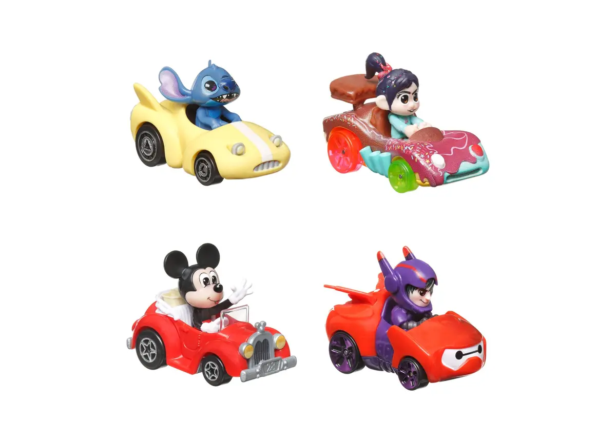 Hot Wheels Racerverse 1:64 Scale Die-Cast Pop Culture Characters Car Set, 4-Pack 1