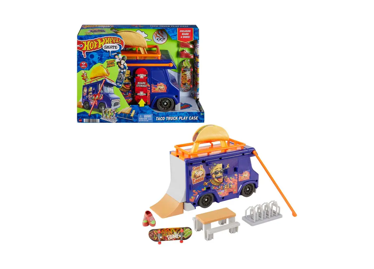 Hot Wheels Skate Taco Truck Play Case With Exclusive Fingerboard & Skate Shoes 1
