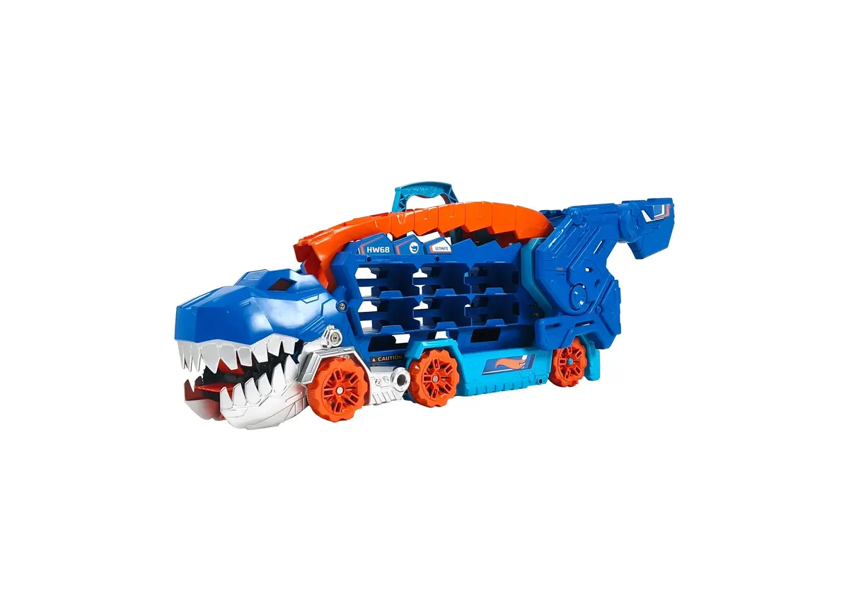 Hot Wheels City Ultimate Hauler - Transforming T-Rex With Dual Race Track, Stores Over 20 Cars 1