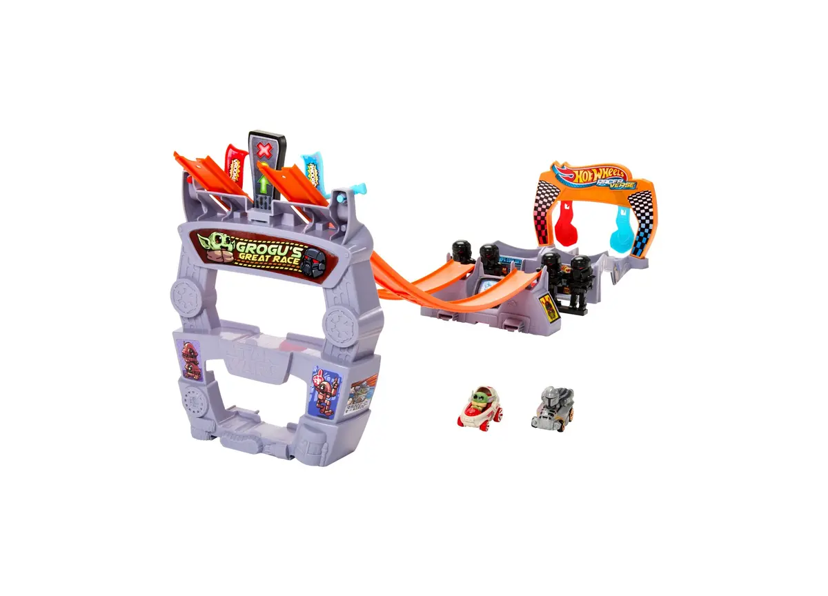 Hot Wheels Racerverse Star Wars Track Set With Grogu And Mandalorian Racers 1